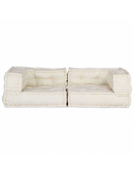 Divano Modulare a 2 Posti Crema 140x70x36 in Tessuto