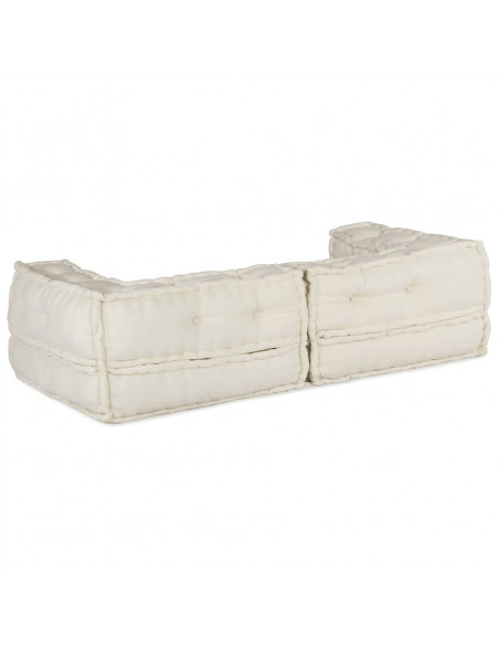 Divano Modulare a 2 Posti Crema 140x70x36 in Tessuto