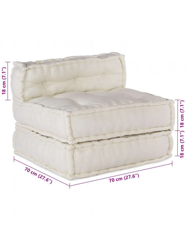 Pouf Modulare Crema 70x70x54 in Tessuto