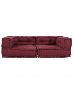 Divano Modulare a 2 Posti Marrone Rossiccio 140x70x36 in Tessuto 2