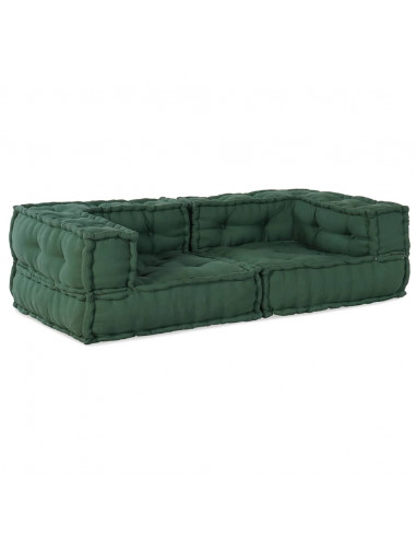 Divano Modulare a 2 Posti Verde 140x70x36 in Tessuto
