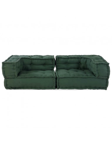 Divano Modulare a 2 Posti Verde 140x70x36 in Tessuto