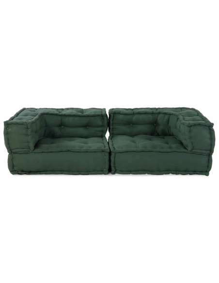 Divano Modulare a 2 Posti Verde 140x70x36 in Tessuto