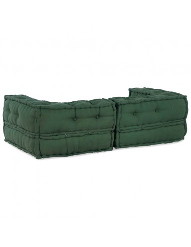 Divano Modulare a 2 Posti Verde 140x70x36 in Tessuto