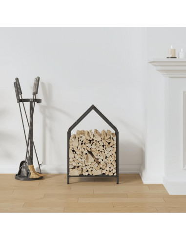 Rastrelliera per Legna da Ardere Nera 40x25x60 cm