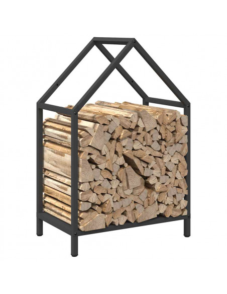 Rastrelliera per Legna da Ardere Nera 40x25x60 cm