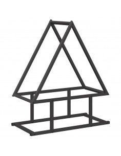 Rastrelliera per Legna da Ardere Nera 50x25x60 cm 2