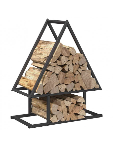 Rastrelliera per Legna da Ardere Nera 50x25x60 cm