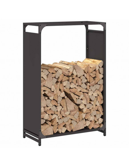 Rastrelliera per Legna da Ardere Nera 60x28x90 cm
