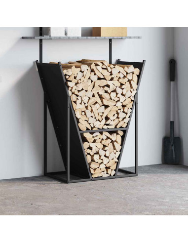 Rastrelliera per Legna da Ardere Nera 69,5x35x81 cm