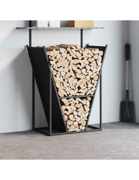 Rastrelliera per Legna da Ardere Nera 69,5x35x81 cm