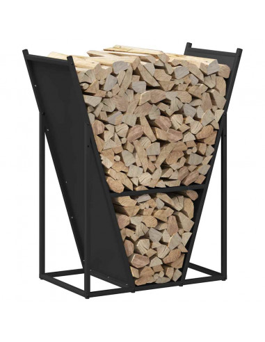 Rastrelliera per Legna da Ardere Nera 69,5x35x81 cm