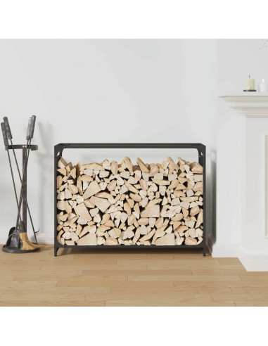 Rastrelliera per Legna da Ardere Nera 90x28x65 cm