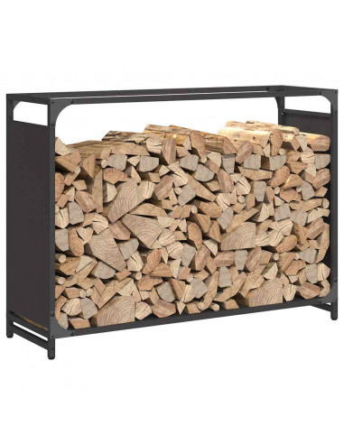 Rastrelliera per Legna da Ardere Nera 90x28x65 cm