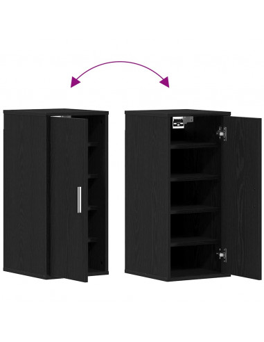 Scarpiera Rovere Rovere Nero 32x35x70 cm in Legno Multistrato