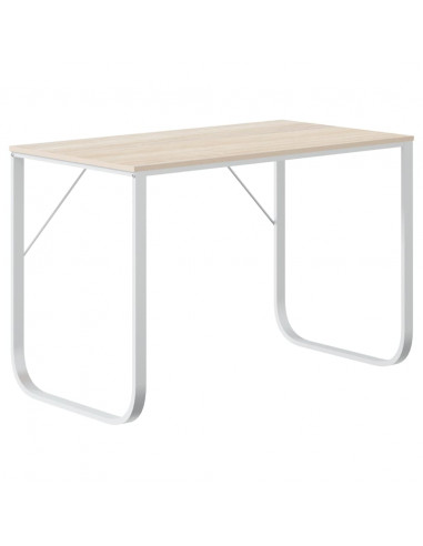 Scrivania Computer Bianca e Rovere 110x60x73 Legno Multistrato