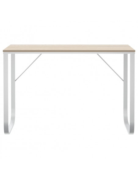 Scrivania Computer Bianca e Rovere 110x60x73 Legno Multistrato