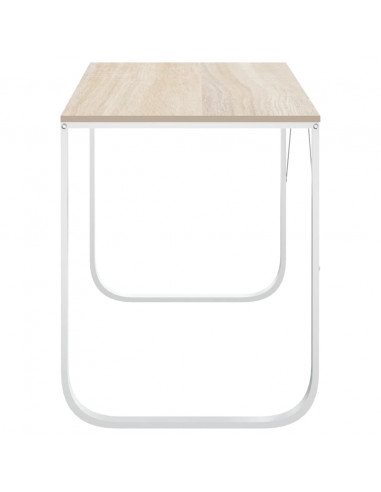 Scrivania Computer Bianca e Rovere 110x60x73 Legno Multistrato