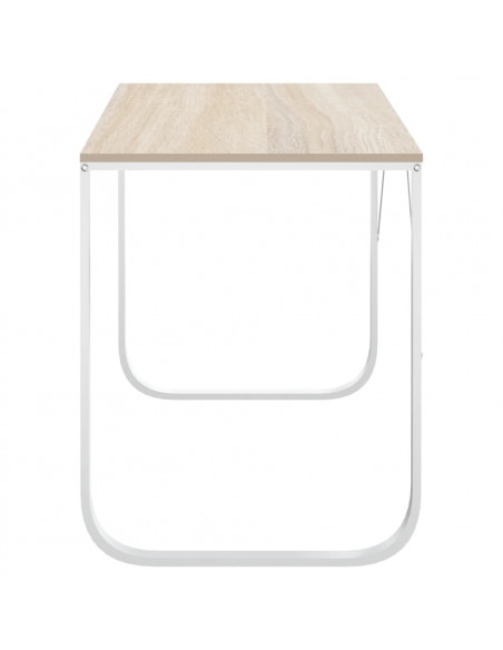 Scrivania Computer Bianca e Rovere 110x60x73 Legno Multistrato