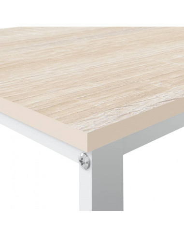 Scrivania Computer Bianca e Rovere 110x60x73 Legno Multistrato