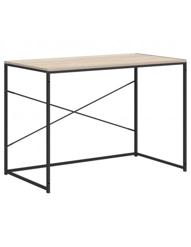 Scrivania Computer Nera e Rovere 110x60x70cm Legno Multistrato