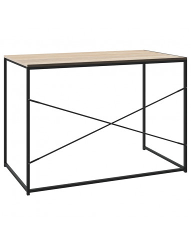 Scrivania Computer Nera e Rovere 110x60x70cm Legno Multistrato