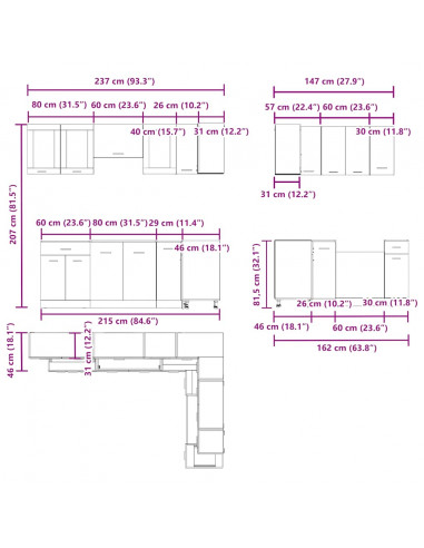 Set di Mobili da Cucina 11 pz Rovere Artigianale Truciolato