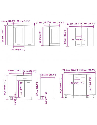 Set di Mobili da Cucina 11 pz Rovere Artigianale Truciolato