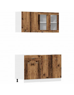 Set di Mobili da Cucina 4 pz Legno Antico in Truciolato 2