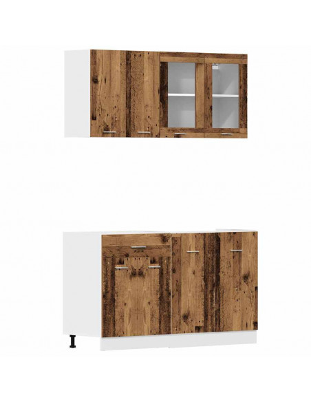 Set di Mobili da Cucina 4 pz Legno Antico in Truciolato