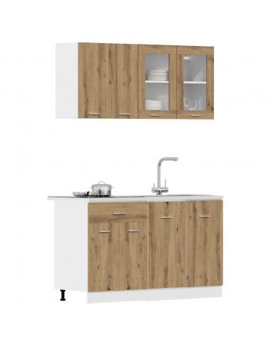 Set di Mobili da Cucina 4 pz Rovere Artigianale Truciolato