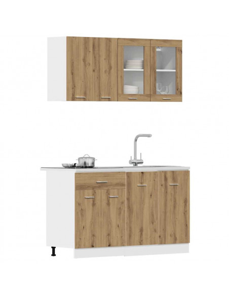 Set di Mobili da Cucina 4 pz Rovere Artigianale Truciolato