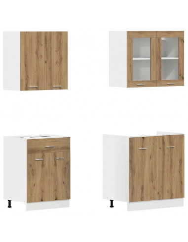 Set di Mobili da Cucina 4 pz Rovere Artigianale Truciolato