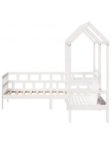 Set Dormeuse con Tetto Bianco 80x200 cm Legno Massello di Pino
