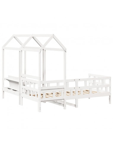 Set Dormeuse con Tetto Bianco 80x200 cm Legno Massello di Pino