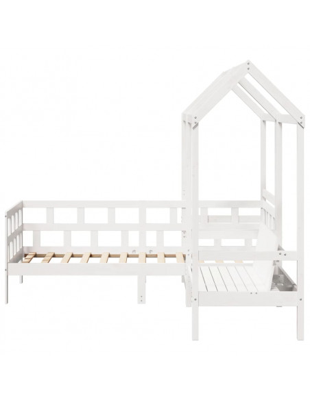 Set Dormeuse con Tetto Bianco 90x190 cm Legno Massello di Pino