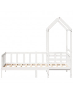 Set Dormeuse e Panca con Tetto Bianco 80x200cm Massello Pino 2