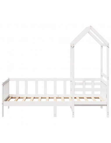 Set Dormeuse e Panca con Tetto Bianco 80x200cm Massello Pino