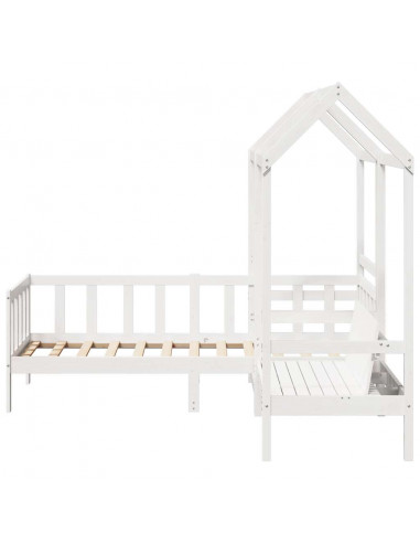 Set Dormeuse e Panca con Tetto Bianco 80x200cm Massello Pino