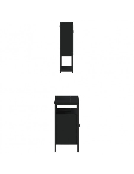 Set Mobili da Bagno 2 pz Nero in Legno Multistrato