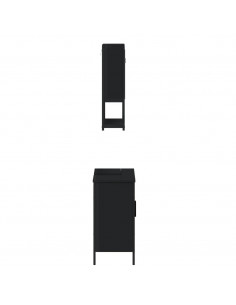 Set Mobili da Bagno 2 pz Nero in Legno Multistrato 2