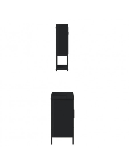 Set Mobili da Bagno 2 pz Nero in Legno Multistrato