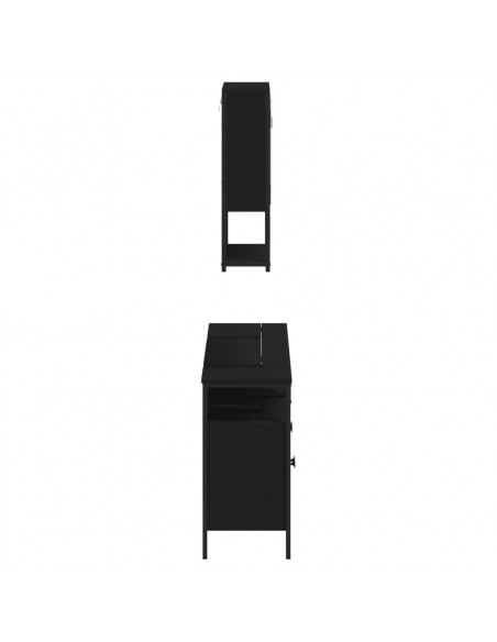 Set Mobili da Bagno 3 pz Nero in Legno Multistrato