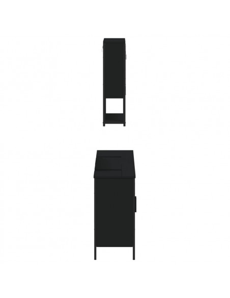 Set Mobili da Bagno 3 pz Nero in Legno Multistrato