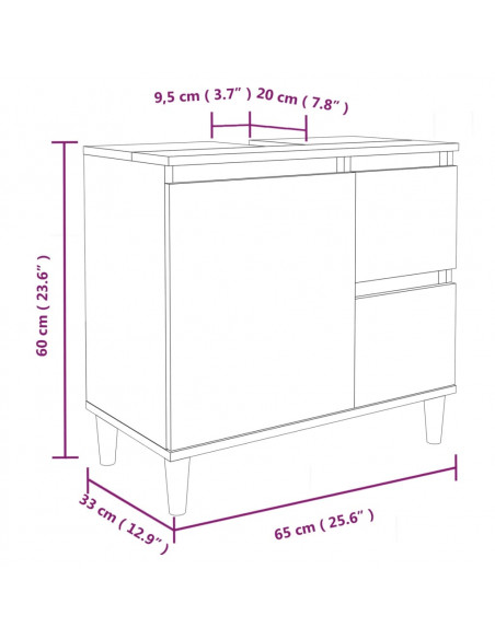 Set Mobili da Bagno 3 pz Rovere Marrone in Legno Multistrato