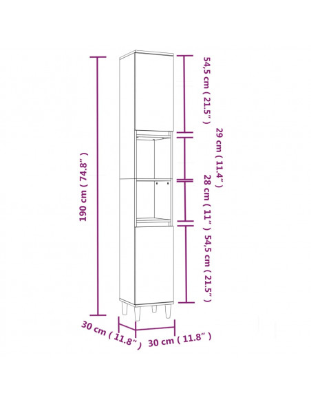 Set Mobili da Bagno 3 pz Rovere Marrone in Legno Multistrato