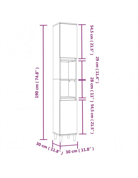 Set Mobili da Bagno 3 pz Rovere Marrone in Legno Multistrato