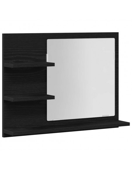Specchio da Bagno Rovere Nero 60x10,5x45 cm Legno Multistrato