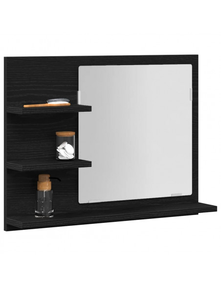 Specchio da Bagno Rovere Nero 60x10,5x45 cm Legno Multistrato