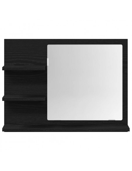 Specchio da Bagno Rovere Nero 60x10,5x45 cm Legno Multistrato